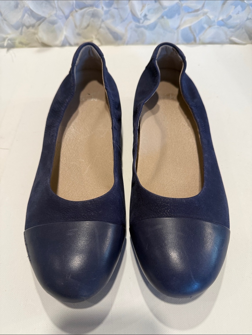 Dansko Navy Leather Cap-Toe Flats